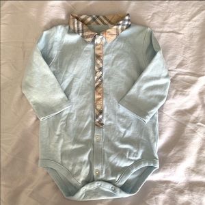 Burberry Baby Blue Nova Check Onesie 3 months